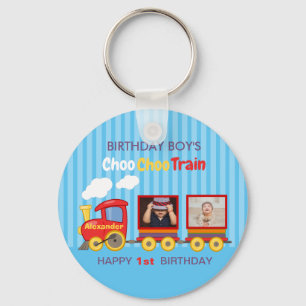 Toy train birthday boys personalised photo key ring