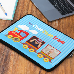 Toy train birthday boys personalised photo laptop sleeve