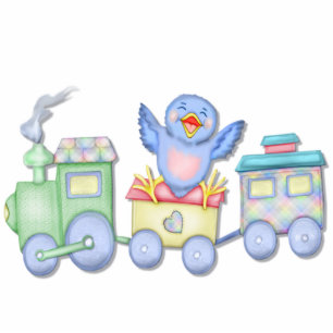 Toy Train Bluebird Standing Photo Sculpture