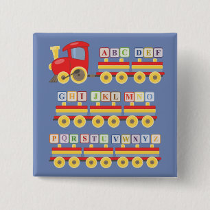 Toy Train Carrying Alphabet Blocks Kids 15 Cm Square Badge