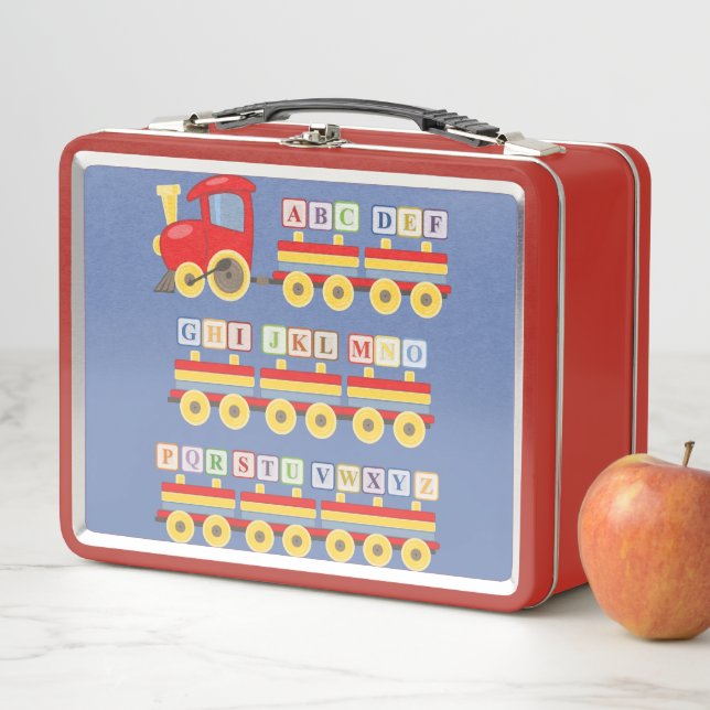 Toy Train Carrying Alphabet Blocks Metal Lunch Box (In Situ)