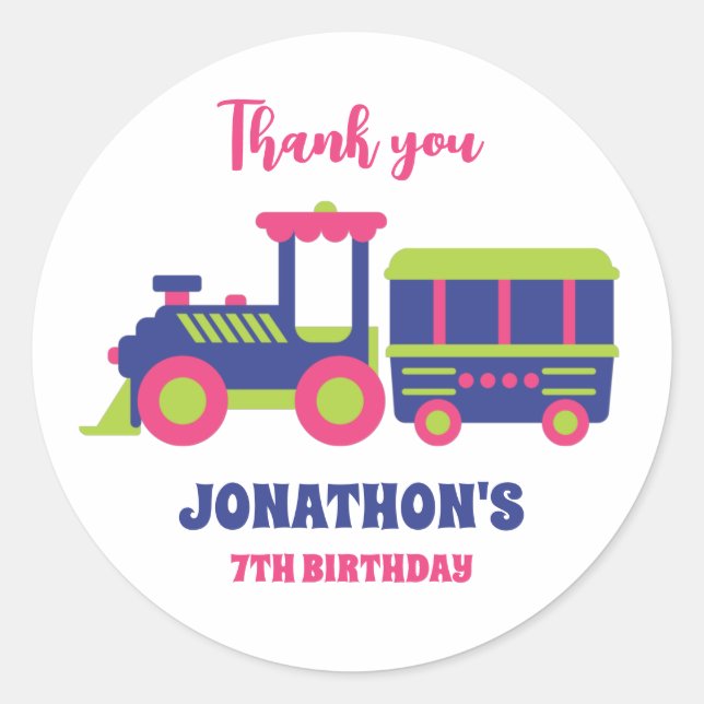Toy Train for Kids Girls Boys Birthday Party Favou Classic Round Sticker (Front)