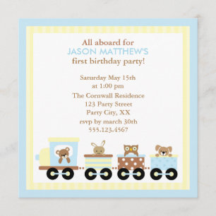 Toy Train Kids Birthday Party Invitations