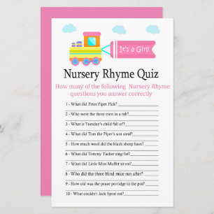 Toy Train Nursery Rhyme Quiz baby shower game