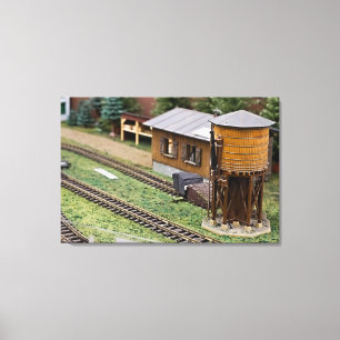 Toy Train Platform Water Tower Canvas Print