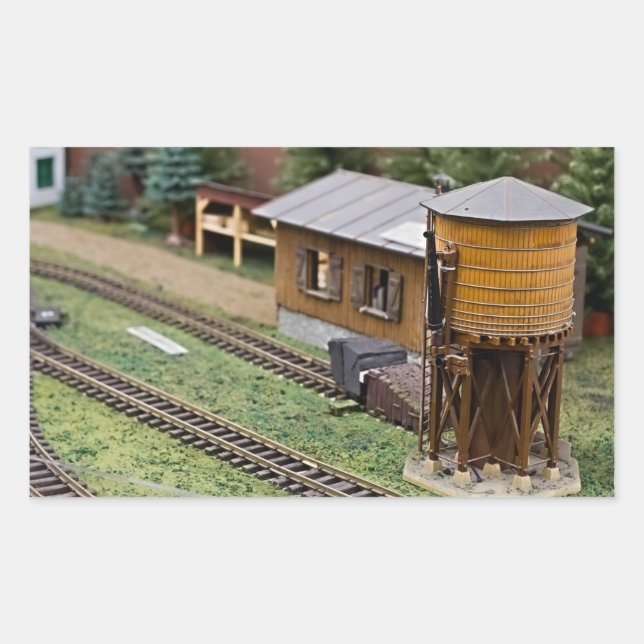 Toy Train Platform Water Tower Rectangular Sticker (Front)