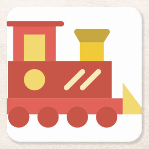 toy train square paper coaster