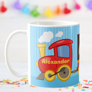 Toy Train Toddler Boy Birthday Blue Coffee Mug