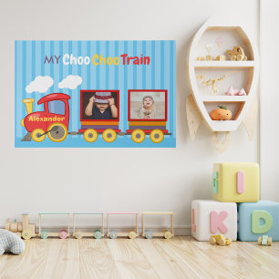 Toy Train Toddler Boys Birthday Blue Canvas Print
