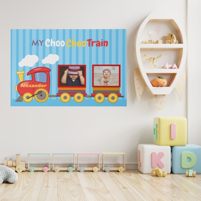 Toy Train Toddler Boys Birthday Blue Canvas Print (Creator Uploaded)