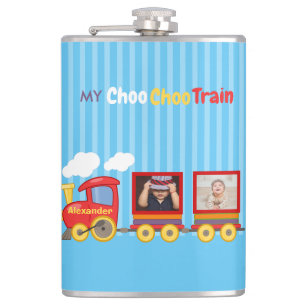 Toy Train Toddler Boys Birthday Blue Hip Flask