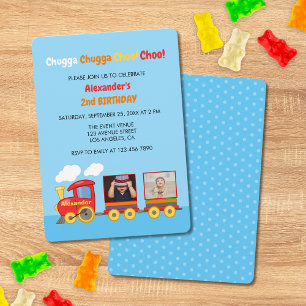 Toy Train Toddler Boys Birthday Blue  Invitation