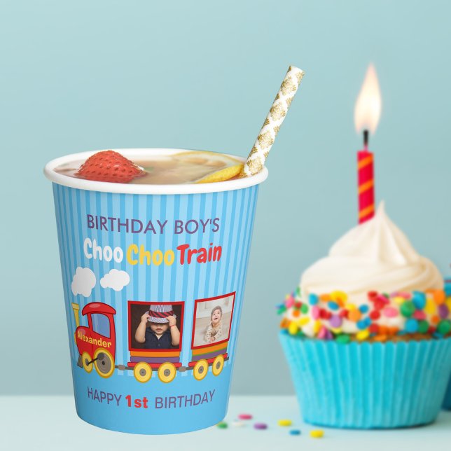 Toy Train Toddler Boys Birthday Blue Paper Cups (Creator Uploaded)