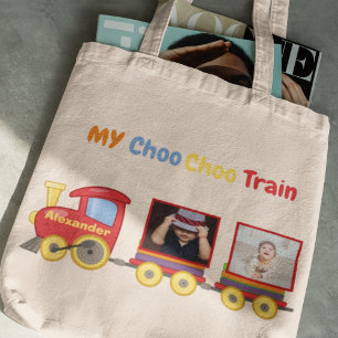 Toy Train Toddler Boys Birthday Blue Tote Bag