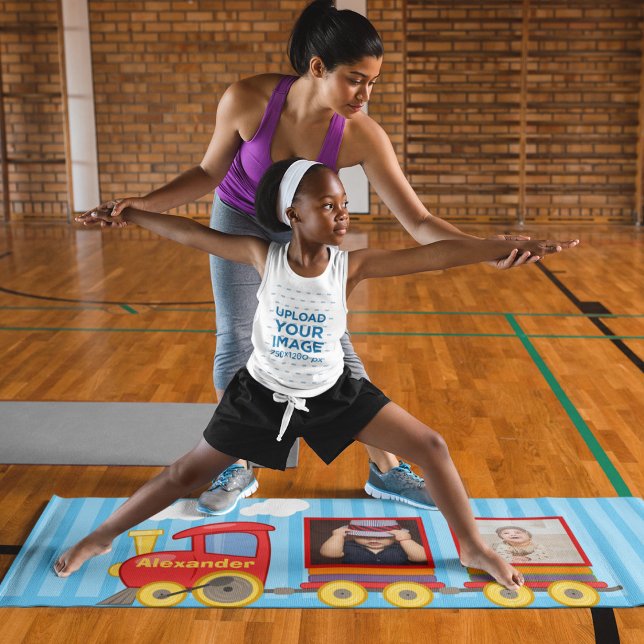 Toy Train Toddler Boys Birthday Blue Yoga Mat (Creator Uploaded)