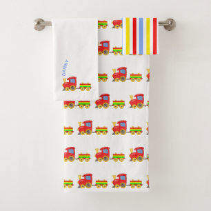 Toy Trains Personalised Bath Towel Set