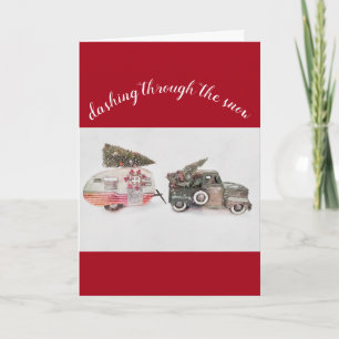 toy truck and travel trailer Christmas holiday Card