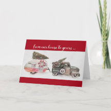 toy truck and travel trailer Christmas holiday red