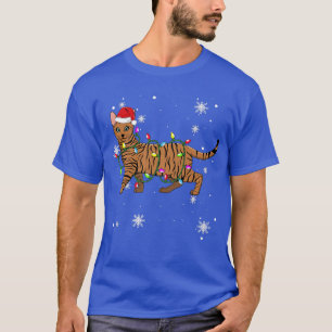 Toyger Cat Christmas Lights Christmas Cat Santa ha T-Shirt