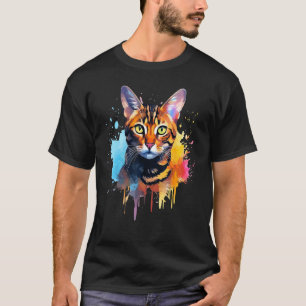Toyger Cat Face Colourful Splash Art T-Shirt