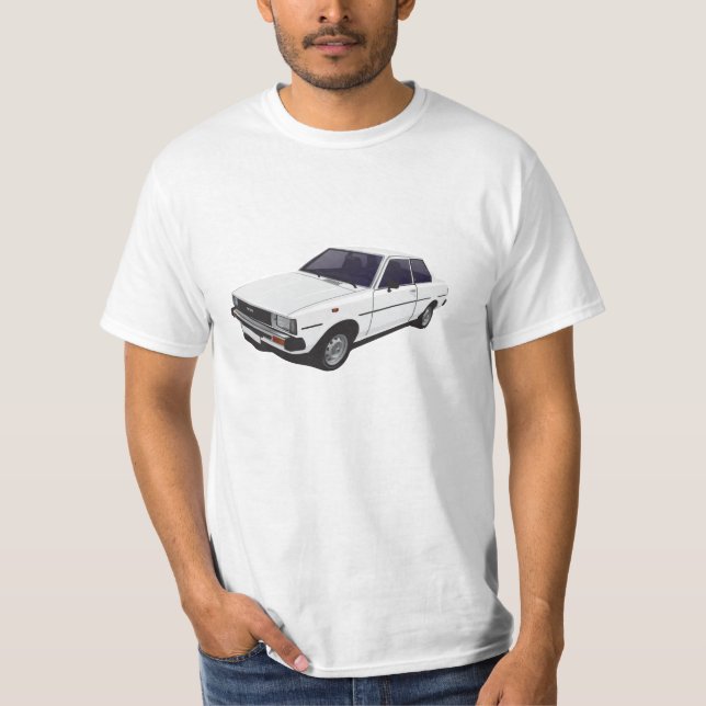 Toyota Corolla DX KE70 2-door white t-shirt (Front)