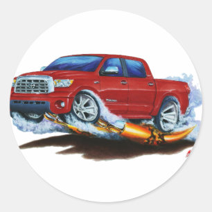 Toyota Tundra Crewmax Red Truck Classic Round Sticker