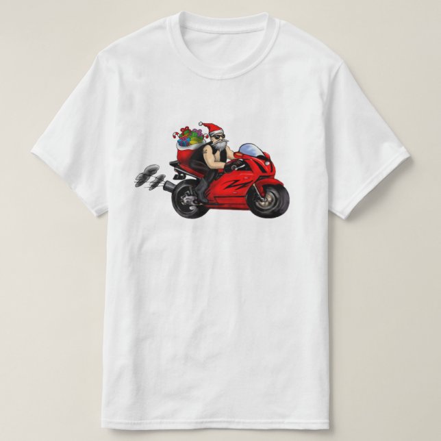 Toyrun Christmas Santa on motorcycle  T-Shirt (Design Front)