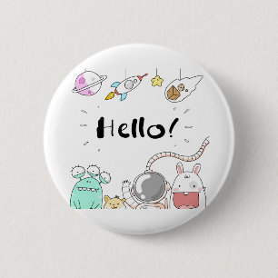 Toys Astronaut Rocket Planet Galaxy Alien Monster. 6 Cm Round Badge