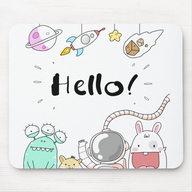Toys Astronaut Rocket Planet Galaxy Alien Monster. Mouse Mat (Front)