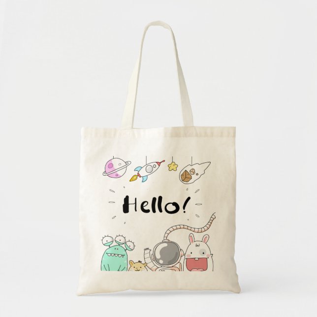 Toys Astronaut Rocket Planet Galaxy Alien Monster. Tote Bag (Front)
