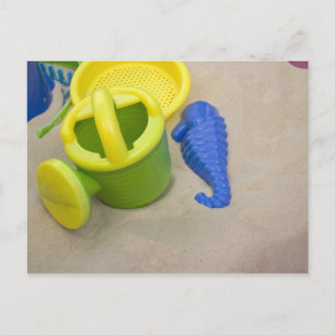 Toys on the beach postcard