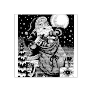 TOYS ON THE ROOF TOP, SANTA RUBBER STAMP, Full Rubber Stamp