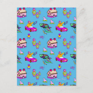 Toys – Pink Dollhouses & Turquoise Kites Postcard