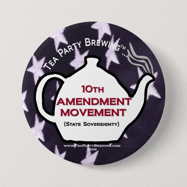 TP0109 Tea Party 10th Amendment Movement Button (Front)