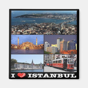 TR - Turkey - Istanbul - I Love - Collage Magnet
