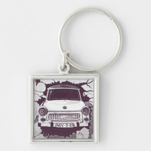 Trabant Car , Black & White, Berlin Wall (1) Key Ring
