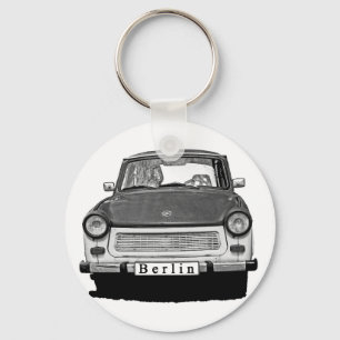 Trabant Car Front, Black and White,  Berlin Key Ring