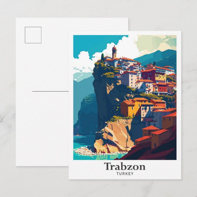 Trabzon Turkey Travel Vintage Illustration Postcard (Front/Back)