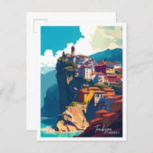Trabzon Turkey vintage travel illustration Postcard