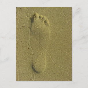 Traces in the sand - beach footprint postcard