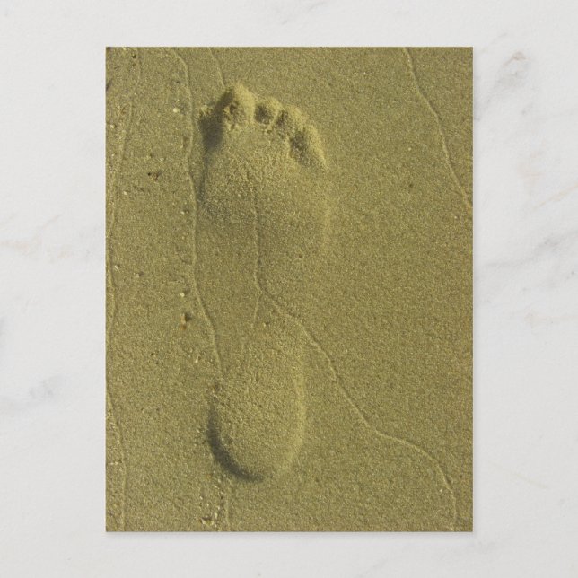 Traces in the sand - beach footprint postcard (Front)