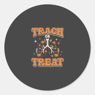 Trach or Treat Halloween Respiratory Design Classic Round Sticker
