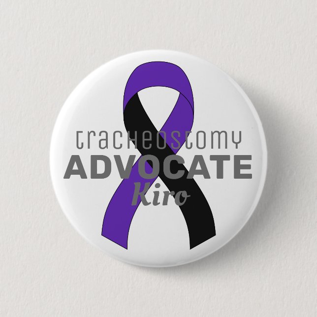 Tracheostomy Advocate Ribbon White Button (Front)