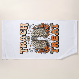 Tracheostomy Halloween Nurse Trick Or Treat Design Beach Towel