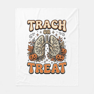 Tracheostomy Halloween Nurse Trick Or Treat Design Fleece Blanket