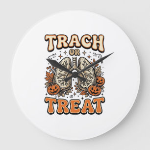Tracheostomy Halloween Nurse Trick Or Treat Design Large Clock
