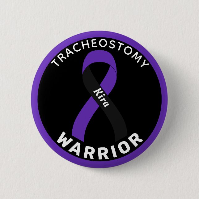 Tracheostomy Warrior Ribbon White Button (Front)