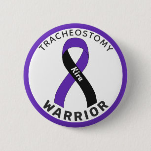 Tracheostomy Warrior Ribbon White Button