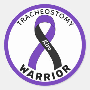 Tracheostomy Warrior Ribbon White Round Sticker