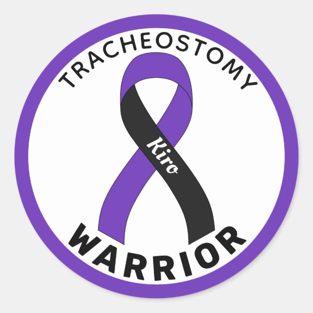 Tracheostomy Warrior Ribbon White Round Sticker (Front)